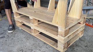 Upcycled Pallet Large Garden Furniture  How to Make a Sofa amp Garden Furniture with Pallets [upl. by Toddy]