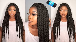 😳Loose Fluffy Box Braids Using Brazilian Wool😱 Jumbo Fluffy Braids [upl. by Aeslek422]