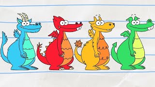 🔵🔴 THE FOUR DRAGONS 🟡🟢  Boy amp Dragon  Cartoons for Kids  WildBrain Bananas [upl. by Aihtak]