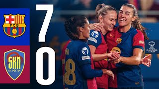 FC BARCELONA 7 vs 0 SKN ST PÖLTEN  UEFA WOMENS CHAMPIONS LEAGUE I HIGHLIGHTS 🔵🔴 [upl. by Ttesil]