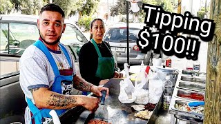 ULTIMATE Mexican Street Food  Tipping 100 Dollars in Mexico  BEST Street Tacos EVER [upl. by Aimak]