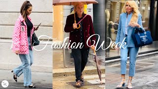 🇮🇹 5th Day Rainy Milan Fashion Week  Sept 23 2023  What Do People Wear In The Streets vogue [upl. by Aribold]