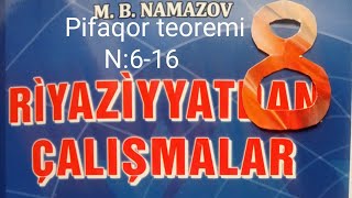 Pifaqor teoremi N 616namazov çalışmalar 8 ci sınıf [upl. by Anirol]