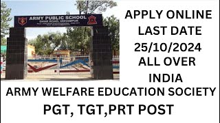 ARMY SCHOOL Army Welfare Education Society Recruitment 2024 – PGT TGT amp PRT Posts DIMASATHAIRELEE [upl. by Buller]