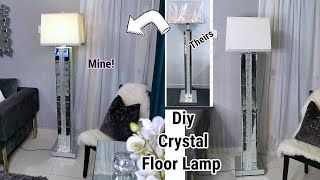 DIY MIRRORED CRYSTAL FLOOR LAMP USING RECYCLED WOOD AND KITCHEN SUBWAY TILES [upl. by Nigrom]