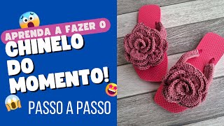 COMO FAZER CHINELO CUSTOMIZADO EM CROCHÊ COM FLOR Fácil 🌷 🌹 [upl. by Ellenar]