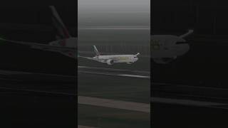 Emirates Bad Weather Smooth Landing short emirates [upl. by Ahsiekam]