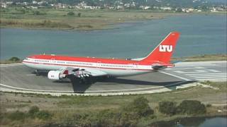 Amazing airplane taxi pirouette LTU Airbus A330223 Corfu airport Greece [upl. by Lise338]