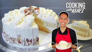 Goldilocks Tres Leches Cake Soaked Vanilla Sponge with White Chocolate Almonds  Cooking with Kurt [upl. by Gus]