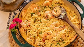 6 Ingredient Shrimp Alfredo Pasta Better than the Restaurants and ready in 20 mins [upl. by Capello720]