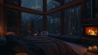 Relax and Unwind Gentle Rainfall and Crackling Fire Sounds in a Warm Inviting Room Atmosphere [upl. by Fidele303]