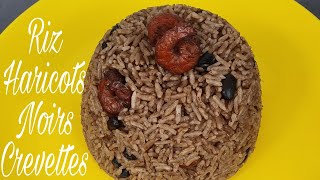 39 Riz collé Haïtien ak Pwa Nwa Kribich🇭🇹 Riz Haricots Noirs Crevettes🦐Rice Black Beans Shrimps🥘 [upl. by Eenerb]