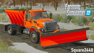 Plowing County Roads NEW PLOW TRUCK  FS22 Public Works [upl. by Kreager]