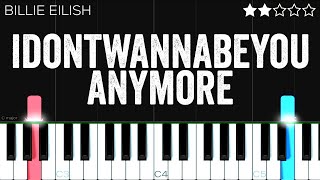 Billie Eilish  idontwannabeyouanymore  EASY Piano Tutorial [upl. by Amla]