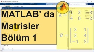 Matlab da Matrisler Bölüm 1  Matlab da Matris Oluşturma ve Temel Matris İşlemleri [upl. by Einnek]