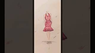 Cocktail dress rendering👗shortsyoutubeshorts fashion illustrations paint poster tutorials [upl. by Lauter]