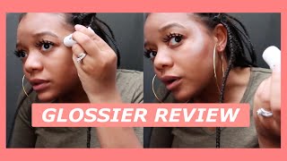 GLOSSIER HALOSCOPE DEW EFFECT REVIEW  TRYING IT ON BROWN SKIN [upl. by Brew]