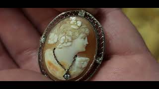 Did I Just Score An Antique White Gold amp Diamond Habille Cameo Brooch Watch To Find Out [upl. by Ylrebmik563]