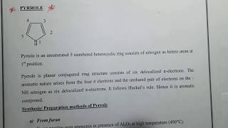 PYRROLE  Synthesis Reactions and Medicinal uses [upl. by Fidele90]