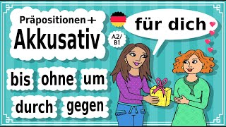 Präpositionen  Akkusativ A2B1 unbestimmter Artikel Personal Possessiv amp Demonstrativpronomen [upl. by Ketti]