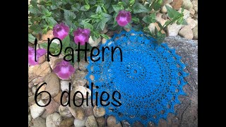 Crochet Doily Pattern Using 6 Different Yarns A Share and Review [upl. by Tiana]