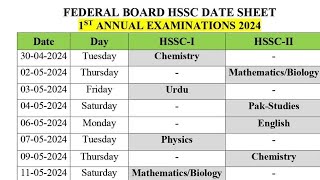 11 12 Datesheet Class wise Fbise 2024 [upl. by Higgs]