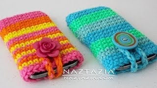 HOW to CROCHET EASY MOBILE CELL PHONE Pouch Case Cover Holder  for iPhone iPod Samsung Android [upl. by Aminta]