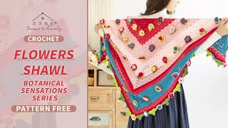 【EN1203】Crochet Flowers Shawl Tutorial  how to make the Flowers Shawl Susans Family [upl. by Foley]