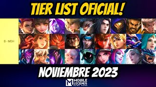 TIER LIST OFICIAL NOVIEMBRE LOS MEJORES HEROES DEL META SEGUN MOONTON MOBILE LEGENDS ESPAÑOL 2023 [upl. by Ziom]