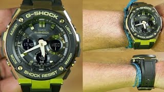 CASIO GSHOCK GSTEEL GSTS100G1A BLACK GOLD  UNBOXING [upl. by Aerdnek118]