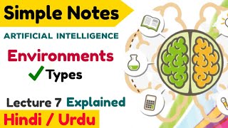 What is Environment What are the types of Environments in Hindi Urdu AI NOTES Lecture 7 [upl. by Nerte556]