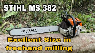 STIHL MS 382 powerfull chainsawsplitting woodfreehand [upl. by Rogerg]