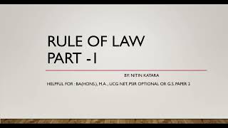 RULE OF LAW  MEANING AND EVOLUTION [upl. by Ongineb]