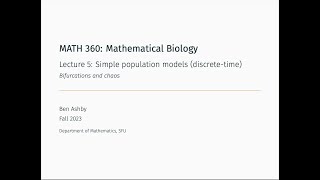 MATH 360  Lecture 5  Bifurcations and chaos [upl. by Acisset]