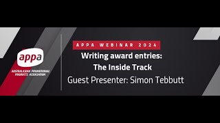 Writing Award Entries The inside track with Simon Tebbutt [upl. by Akimot461]