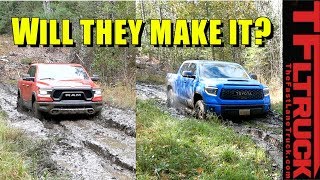 2019 Ram Rebel vs Tundra TRD Pro vs Mud Which Can Cross The Deepest Goo [upl. by Laird]