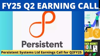 Persistent Systems Ltd Earnings Call for Q2FY25  persistentsystems q2fy25 q2result [upl. by Ahtivak478]