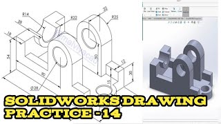 Solidworks drawing practice Class  14  Solidworks drawing [upl. by Fihsak]