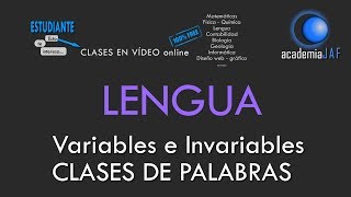 Clases de palabras variables e invariables  Lengua Española análisis morfológico  academia JAF [upl. by Eeramit]