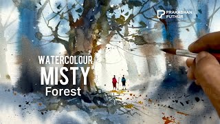 Misty forest water colour  painting demo for beginners by Prakashanputhur [upl. by Osher]