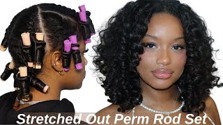 STRETCHED PERM ROD TUTORIAL FOR FULL amp BOUNCY CURLS  NATURAL HAIR CARE [upl. by Pauwles505]