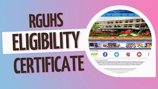 RGUHS eligibility certificate2022online application👇👇👇👇link [upl. by Verity]