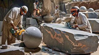 Stone Wonders Shaping a Football and Giant Cup from Solid Rock [upl. by Otrebireh853]