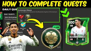 HOW TO COMPLETE DAILY ANNIVERSARY QUESTS GET TOKENS WEEKEND CHALLENGE IN EA FC FIFA MOBILE 24 [upl. by Emerick]