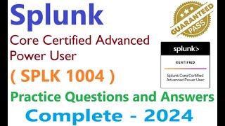 Download PDF of Splunk SPLK 1004  Splunk Core Certified Advanced Power User  Practice QampA [upl. by Einnalem]