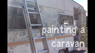 How to paint a caravan with Rustoleum Combicolor  Doing up Daisy [upl. by Gardel889]