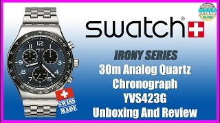 Some 80s Love  Swatch Irony 30m Analog Quartz Chronograph YVS423G Unbox amp Review [upl. by Emelin959]