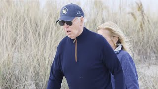 Joe Biden struggles to walk on sand during vacation in Delaware [upl. by Haissi772]