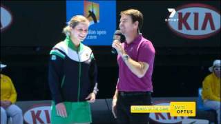 Kim Clijsters chided commentator Todd Woodbridge at the Australian Open [upl. by Devad]