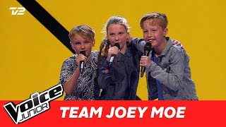 Jonathan Esben Simone Team Joey  ”Hvis du går” af Hjalmer  Super Battle  Voice Junior 2017 [upl. by Aneet]